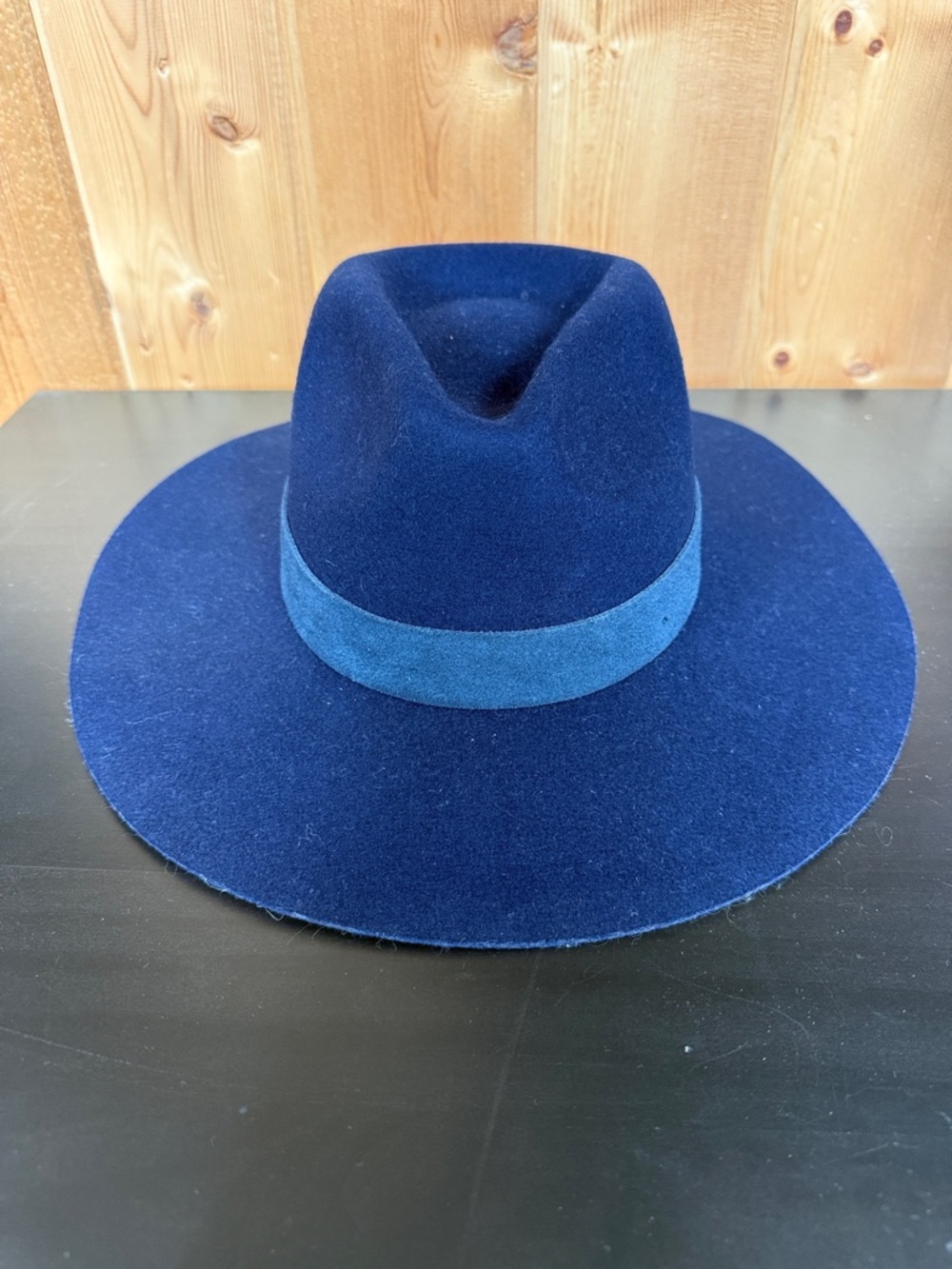 Classic Wide-Brim Fedora Hat in Navy